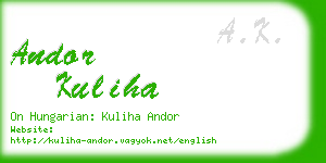 andor kuliha business card